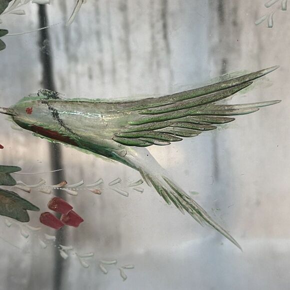 Lucite Hummingbirds w/Flowers Acrylic Carved Sculpture Signed - Picture 5 of 7